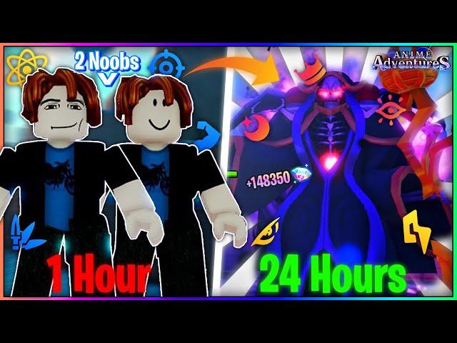 2 NOOBS Spend 24 HOURS And Become PROS In Anime Adventures!