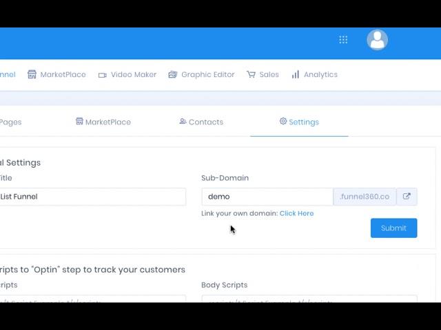 Funnel360 Creating a Subdomain