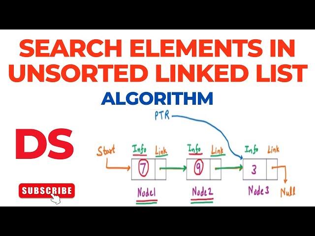 Algorithm to Search Elements in Unsorted Linked List | Data Structure