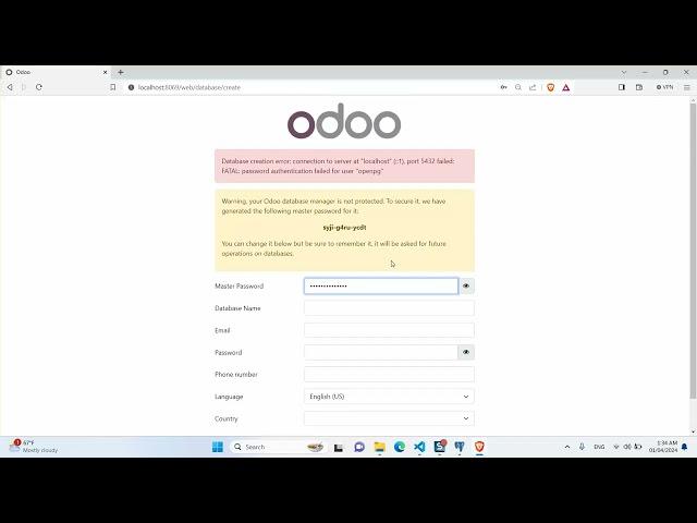 Install odoo (openERP) & PostgreSQL