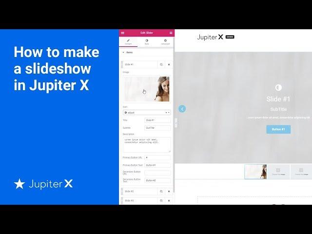 How to make a slideshow in Jupiter X