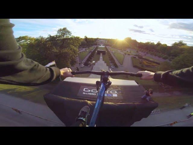 15m mountain biking road gap GoPro POV