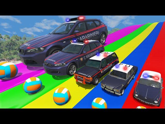 Big & Small Police Cars with Slide Color and Portal Trap - Police Chase vs Cars - BeamNG.Drive #4