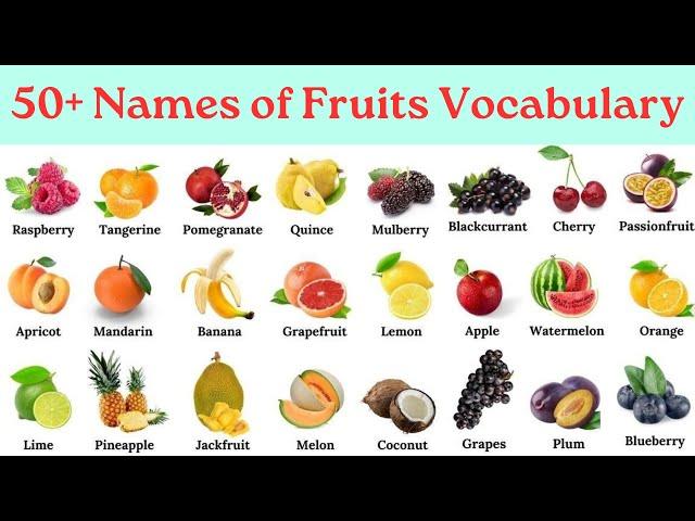 50+ Names of Fruits vocabulary | English practice #learnenglish #vocabulary