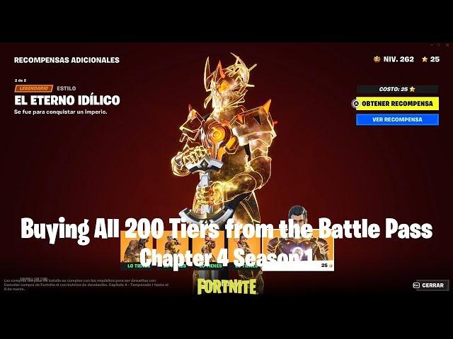 Buying All 200 Tiers from the Battle Pass - Fortnite Chapter 4 Season 1 (8k)