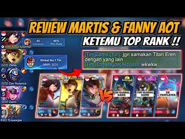 Review Skin Martis & Fanny AOT Malah Ketemu Top Global Rank !! Zama Pakai Skin Eren Ngeri Abiezzz