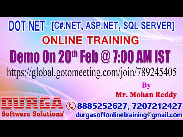 DOT NET Online Training in DURGASOFT