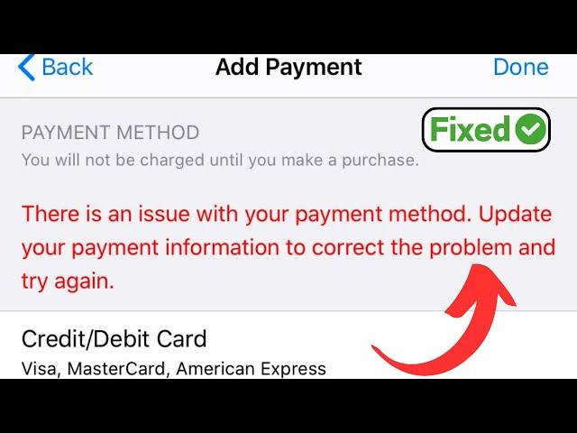 There is an issue with your Payment Method update payment information to correct the problem 2024