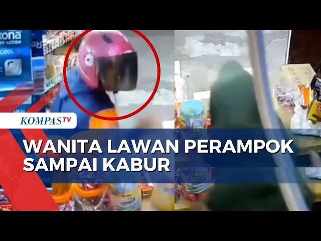 Terekam CCTV, Aksi Wanita di Makassar Berhasil Lawan Perampok Toko Kelontongnya