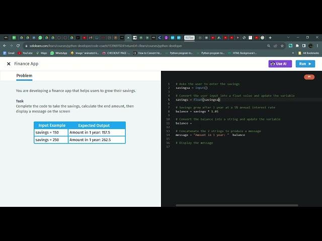 27 Finance App | Python Developer | Sololearn