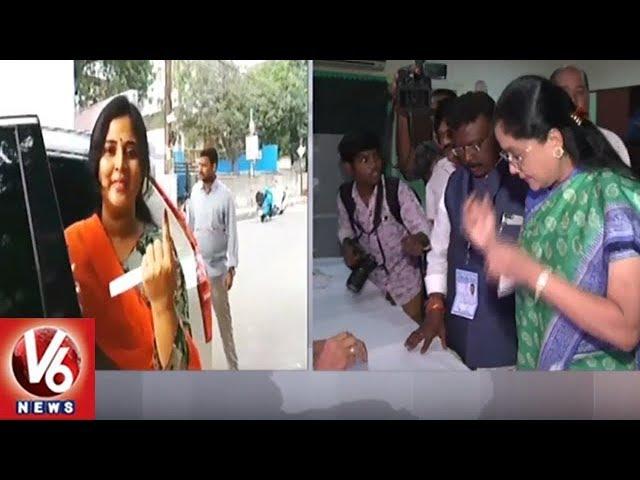 Minister KTR Wife Shailima Cast Her Vote | Telangana Elections 2018 | V6 News