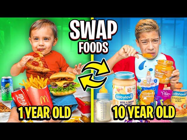 10 year old SWAPS FOOD with Baby For a DAY!!  | The Royalty Family