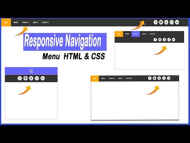 HTML & CSS Tutorial || Responsive Navigation Menus   And Web Social Media Icons