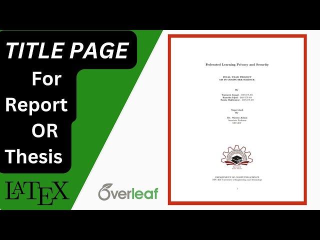 Title Page for Report/Thesis in LATEX | OVERLEAF