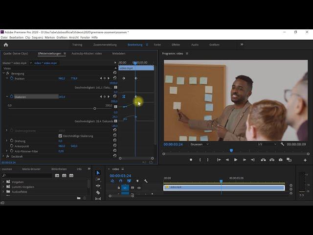 Zoomen und Bildausschnitt eines Videos vergrößern – Premiere-Pro-Tutorial