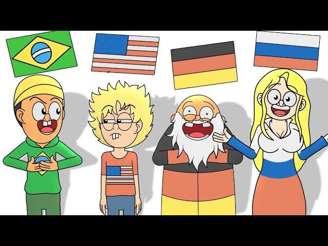 Português VS Inglês VS Alemão VS Russo !!! Animação