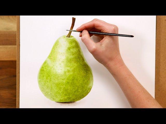 How to paint a realistic pear in watercolour (FREE beginner class preview)