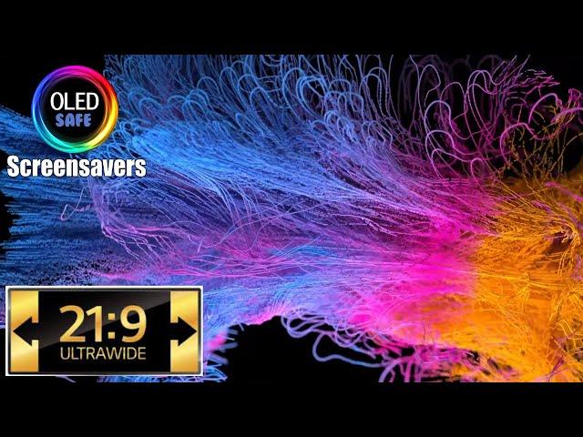 21:9 Ultrawide Filaments In Motion - Multi Color Screensaver- 11 Hours