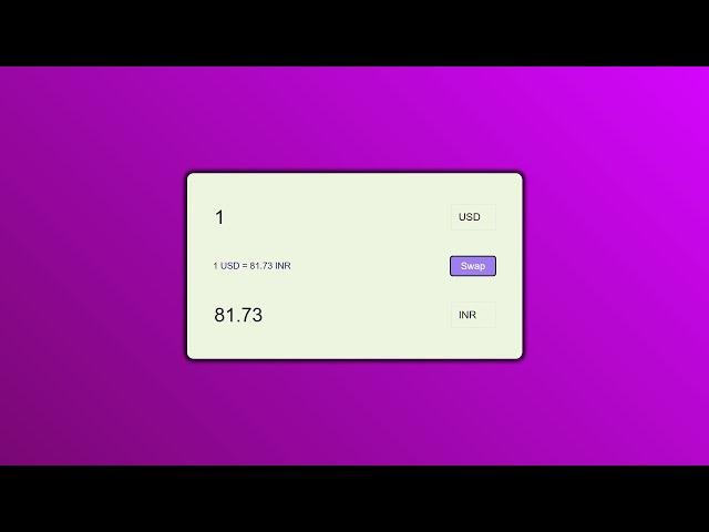 Currency Converter using HTML, CSS & JAVASCRIPT with exchange rate API included.