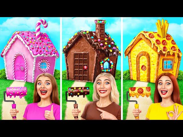 One Colored House Challenge | Sweets vs Chocolate vs Fast Food by Multi DO Smile