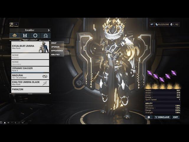 Warframe Maximum Investment - Excalibur Umbra