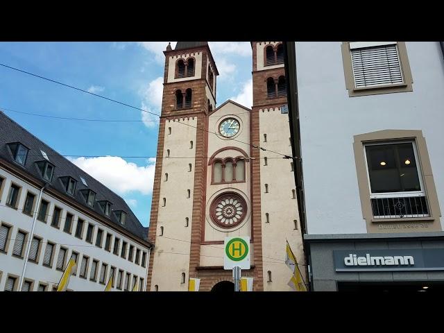 Germany church bells ring through the city Wurtzberg