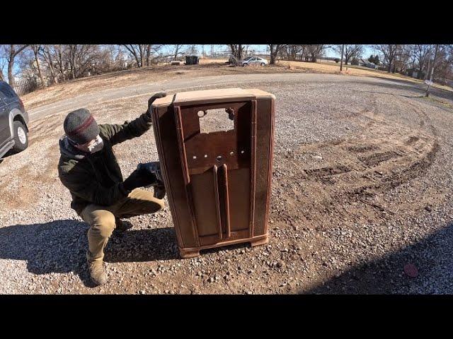 Refinishing Antique Wood Console Radio Cabinet