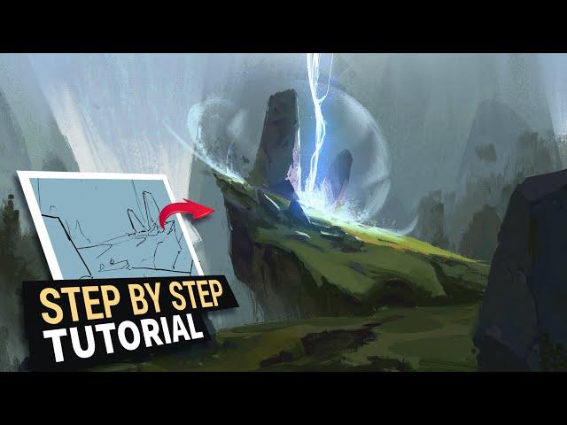 This is How I Paint a Fantasy Environment Concept Art! Digital Painting Tutorial