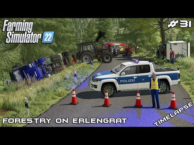 Rescuing CRASHED forest TRUCK & TRAILER | Forestry on ERLENGRAT | Farming Simulator 22 | Episode 31