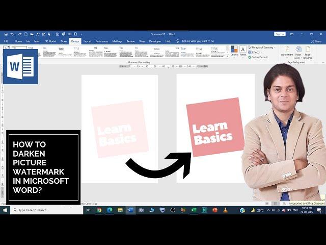 How to darken picture watermark in Microsoft word?