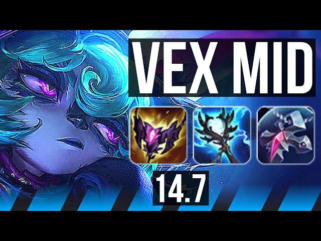 VEX vs AHRI (MID) | 73% winrate, 49k DMG, Rank 7 Vex, 22/4/12, Legendary | KR Challenger | 14.7