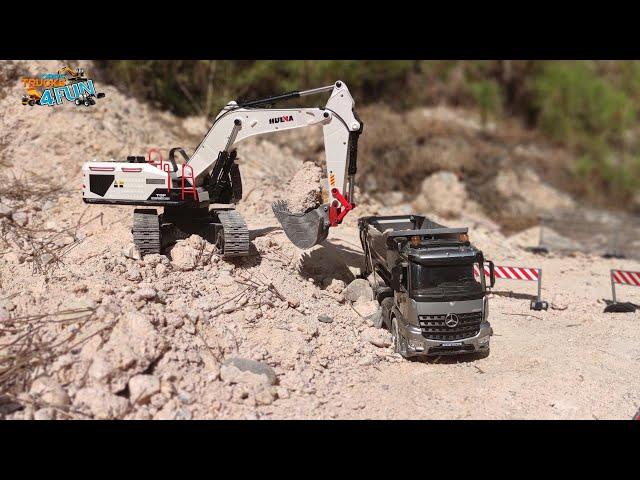 Digging on Hard Terrain With Excavator Huina 1594 | Cars Trucks 4 Fun