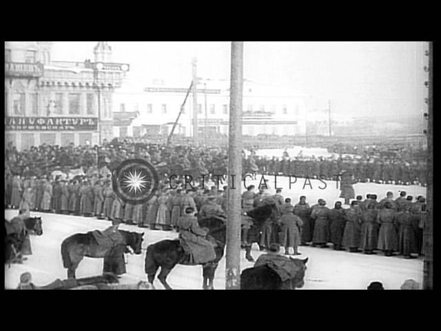 Generals Milan Stefanik, Rudolf Gaida and Jan Syrovy review and decorate Russian...HD Stock Footage