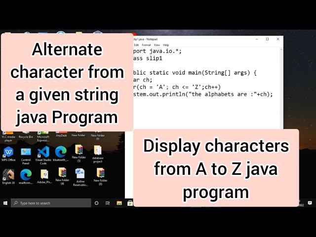 Java program to display characters from A to Z || java program alternate character