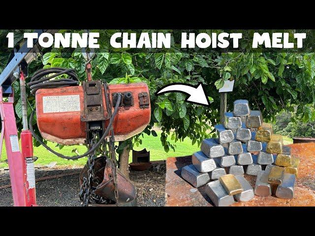 1 Tonne Chain Hoist Melt & Street Scrapping - ASMR Metal Melting - Trash To Treasure - Bulk Bars