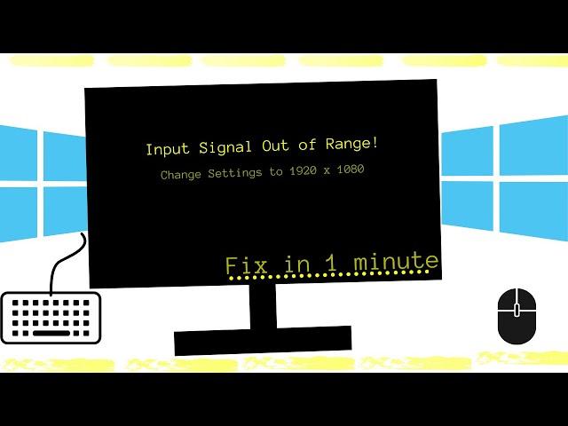 How to fix / Input Signal Out of Range! / Change Settings Resolution /