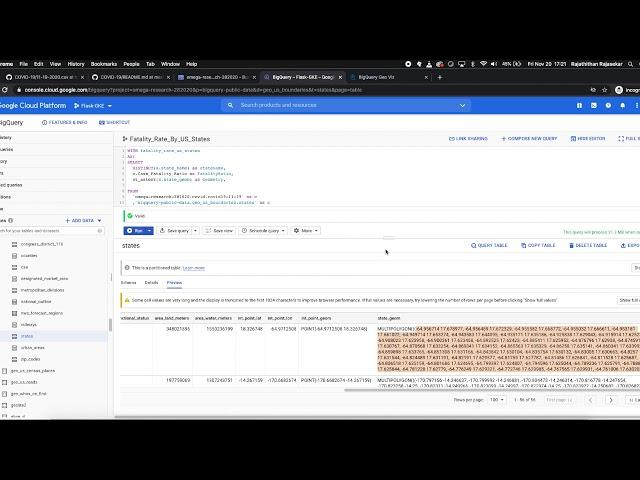 BigQuery GIS functions and GeoViz tool