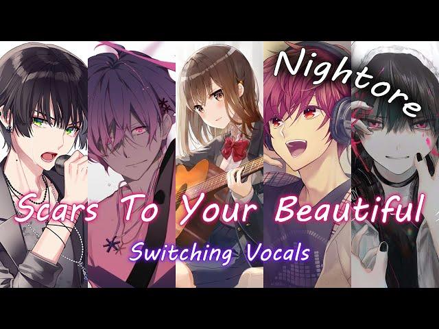 Nightcore ↬ Scars to Your Beautiful 「 Lyrics | Switching Vocals 」