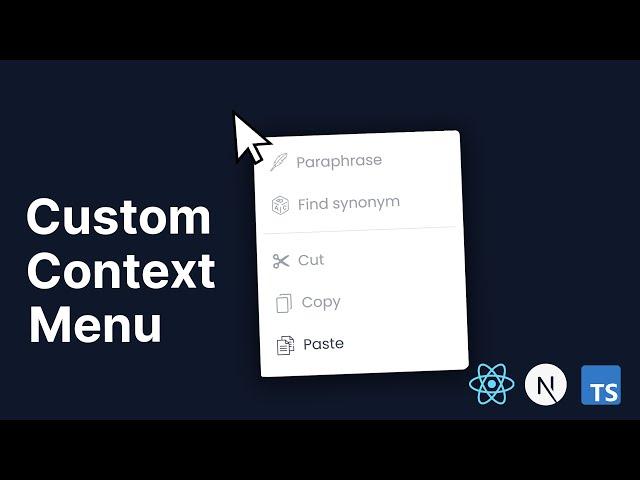 Custom Context Menu / Custom Right Click Menu in React and NextJS Tutorial