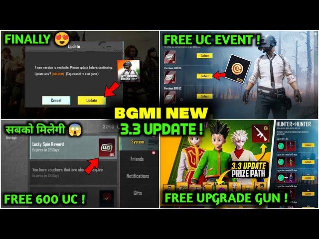 BGMI 3.3 UPDATE OUT  FREE 600 UC & NEW PRICE PATH IN BGMI | NEXT UC EVENT | HOW TO  UPDATE BGMI 3.3