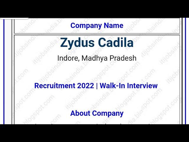 zydus Cadila company job vacancy 2022, Zydus Cadila job vacancy ahmedabad, job vacancy, sanand gidc