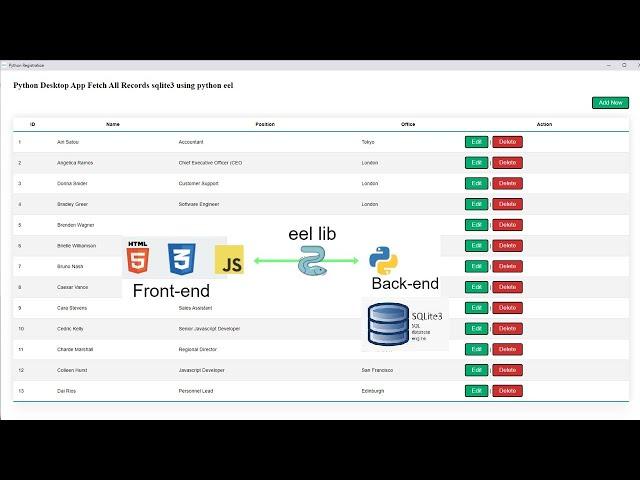 Python Desktop App Fetch All Records sqlite3 using python eel