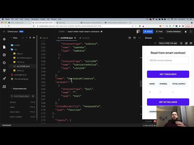 Integrate React.js with Smart Contracts (read / write / events)