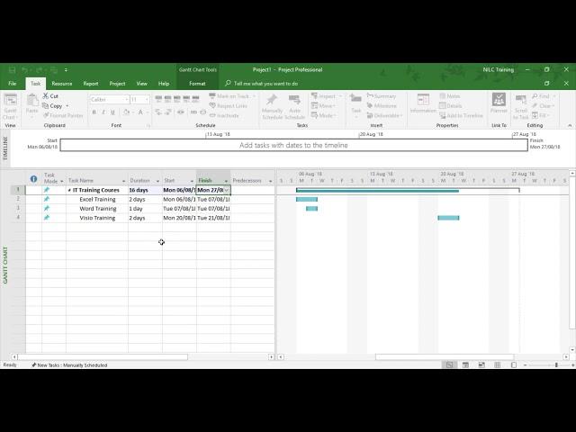 Manually Scheduling Tasks in Microsoft Project