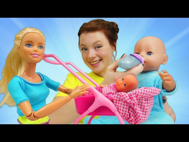 Puppen Video auf Deutsch. Barbie passt auf das Baby auf. Spielspaß mit Baby Born und Irene