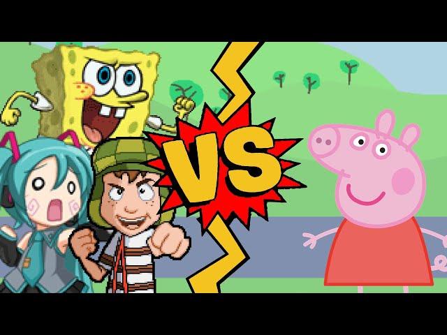 M.U.G.E.N Battles | Hatsune Miku/SpongeBob/El Chavo vs Peppa Pig