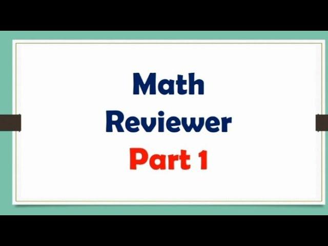 Math Reviewer for Incoming Grade 7 | Entrance Exam