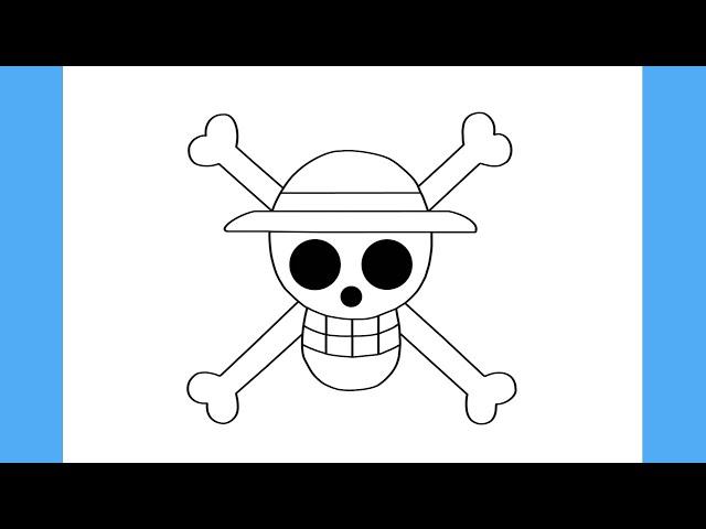 COMO DESENHAR A BANDEIRA PIRATA DOS CHAPÉUS DE PALHA (CAVEIRA DO LUFFY) - BANDEIRA DO ONE PIECE