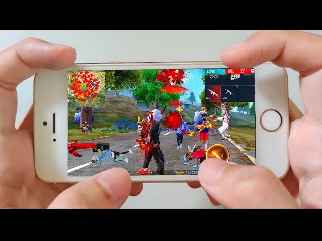 Iphone 6 Free Fire Gameplay 20 kill ️Settings Free Fire max Ultra+HUD+DPI+1 gb ram