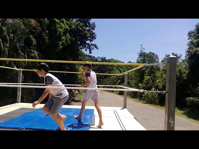 Kids first time In wrestling ring.